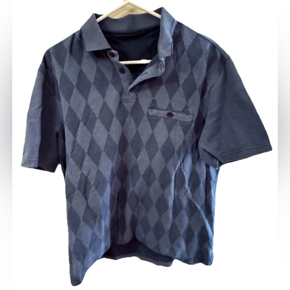 Men's Blue Argyle Polo Shirt - Picture 1 of 3